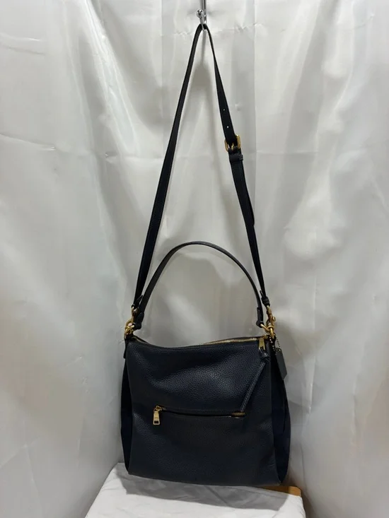 Dark navy blue Pebbled Leather Shoulder Bag EUC no callouts on this bag, - Picture 13 of 13